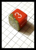 Dice : Dice - 6D - Chessex Half and Half Green Speckle and Red with White Numerals - Gen Con Aug 2012